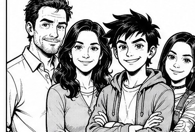La familia Yerbita: Marcos, Natalia, Juan y Flor